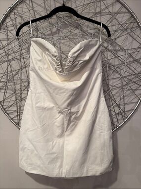 FAUX LEATHER WHITE MINI DRESS COTTON CANDY LA SIZE LARGE